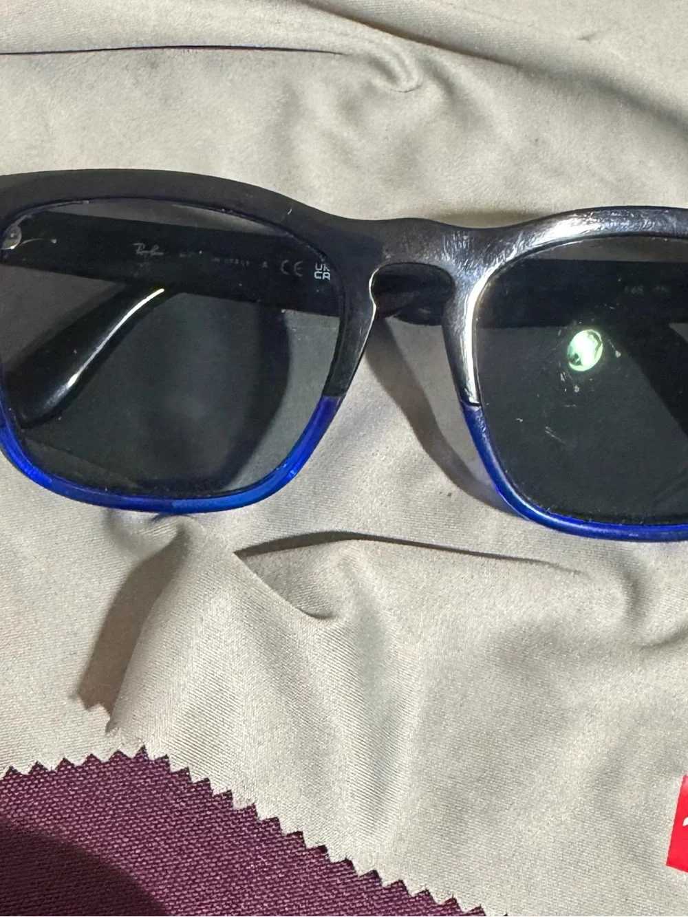 Ray-Ban Black Sunglasses Steve McQueen RB4487 Frame Two tone black and blue.